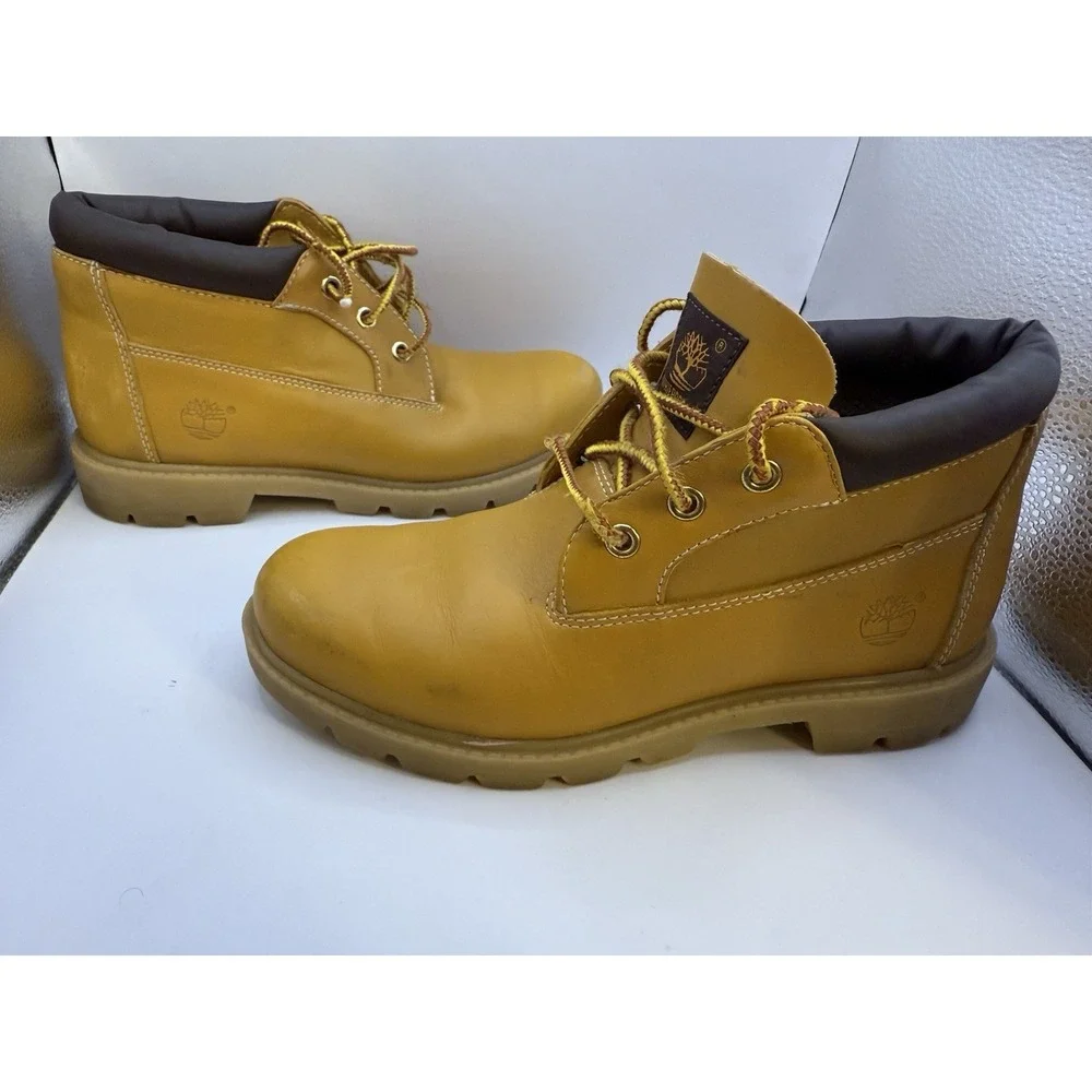 Timberland Style Yellow Leather Work Boots Men's US 5.5M‎ Waterproof